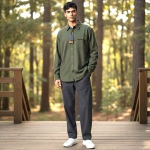 Men's Legendary Whitetails Buck Camp Men's XLT Army Green Flannel Shirt NEW